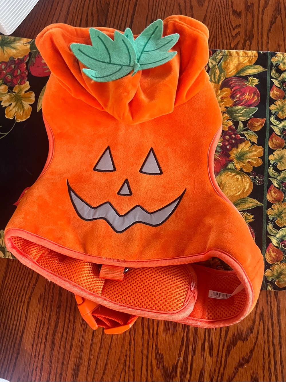 Halloween Pumpkin Dog Harness with reflective pumpkin features Large